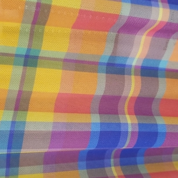 💕WEWOREWHAT💕 Plaid Print Smocked Mesh Pants ~ Swimsuit Coverup Large L NWT - Picture 11 of 16